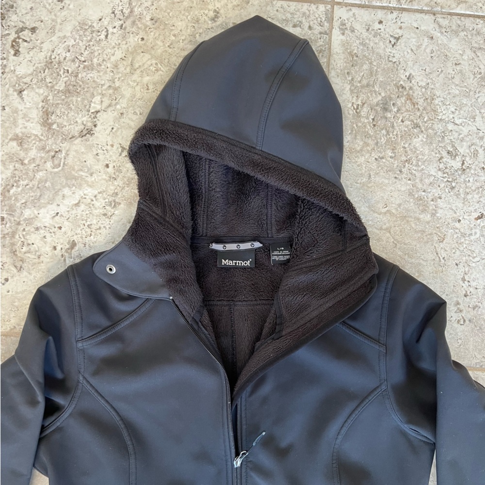 Marmot Soft Shell Fleece Lined Hooded Full Zip Unisex Black Jacket, L - Picture 8 of 13